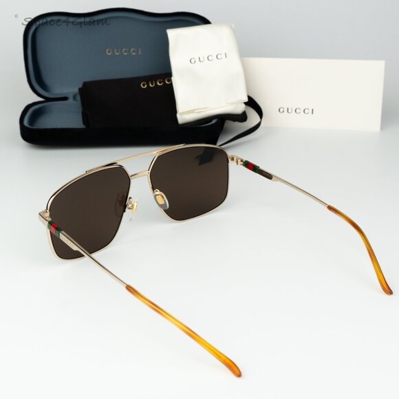 Gucci Women Sunglasses Gold Brown Aviator GG1676S NAVIGATOR 002 BRAND NEW main image 9